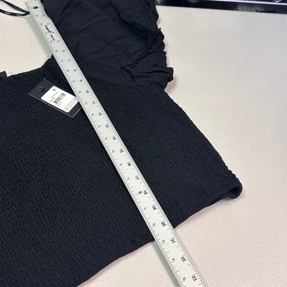 City Chic Dylan Top Black‎ Smocked Puff Sleeve Square Neck Plus Size XXL 24 NEW - Picture 6 of 6
